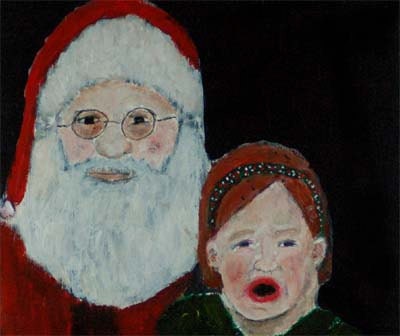 Santa Claus and the Scared Kid - original acrylic painting