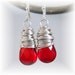Ruby Red Teardrop Earrings Briolette Sterling Silver Crystal Wire Valentine's Day Modern Trendy Glow Fiery Sultry Fun Flirty Sexy