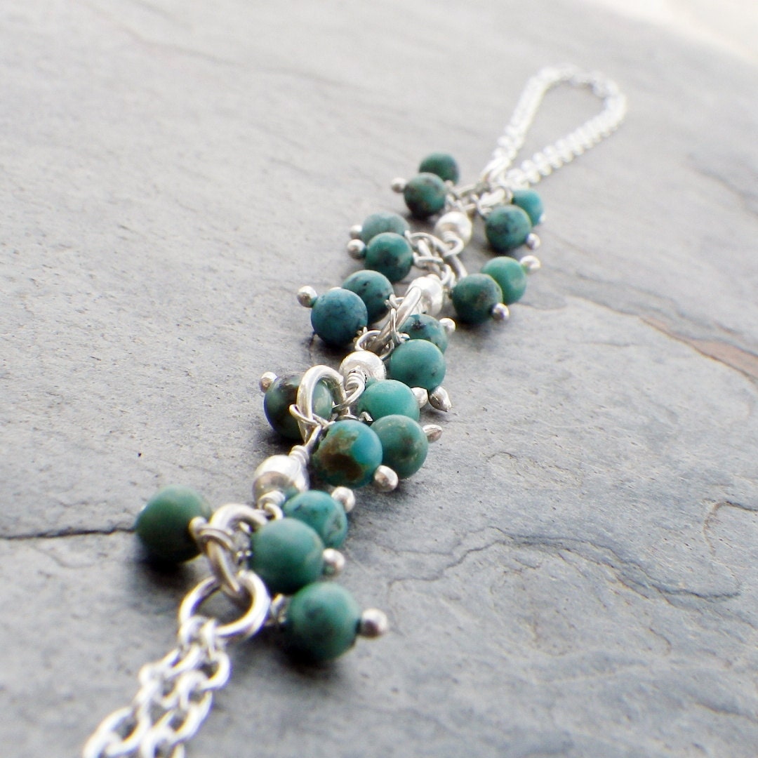 turquoise slave bracelet, silver hand chain