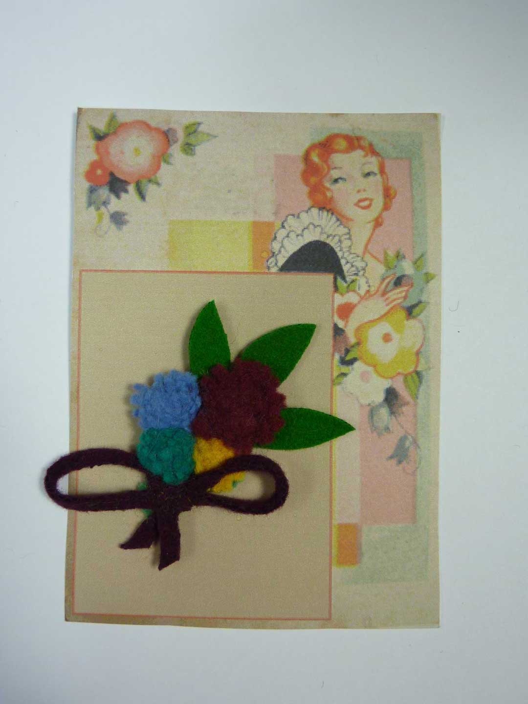 Vintage 1940s Felt Corsage  Brooch from Vintage Felt  made from Original 1940s Patterns
