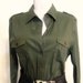 Vintage Cotton Blouse Olive Green with Epaulets Sz 12