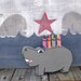 Crayon Holder, HIppo, Wood, Hand painted