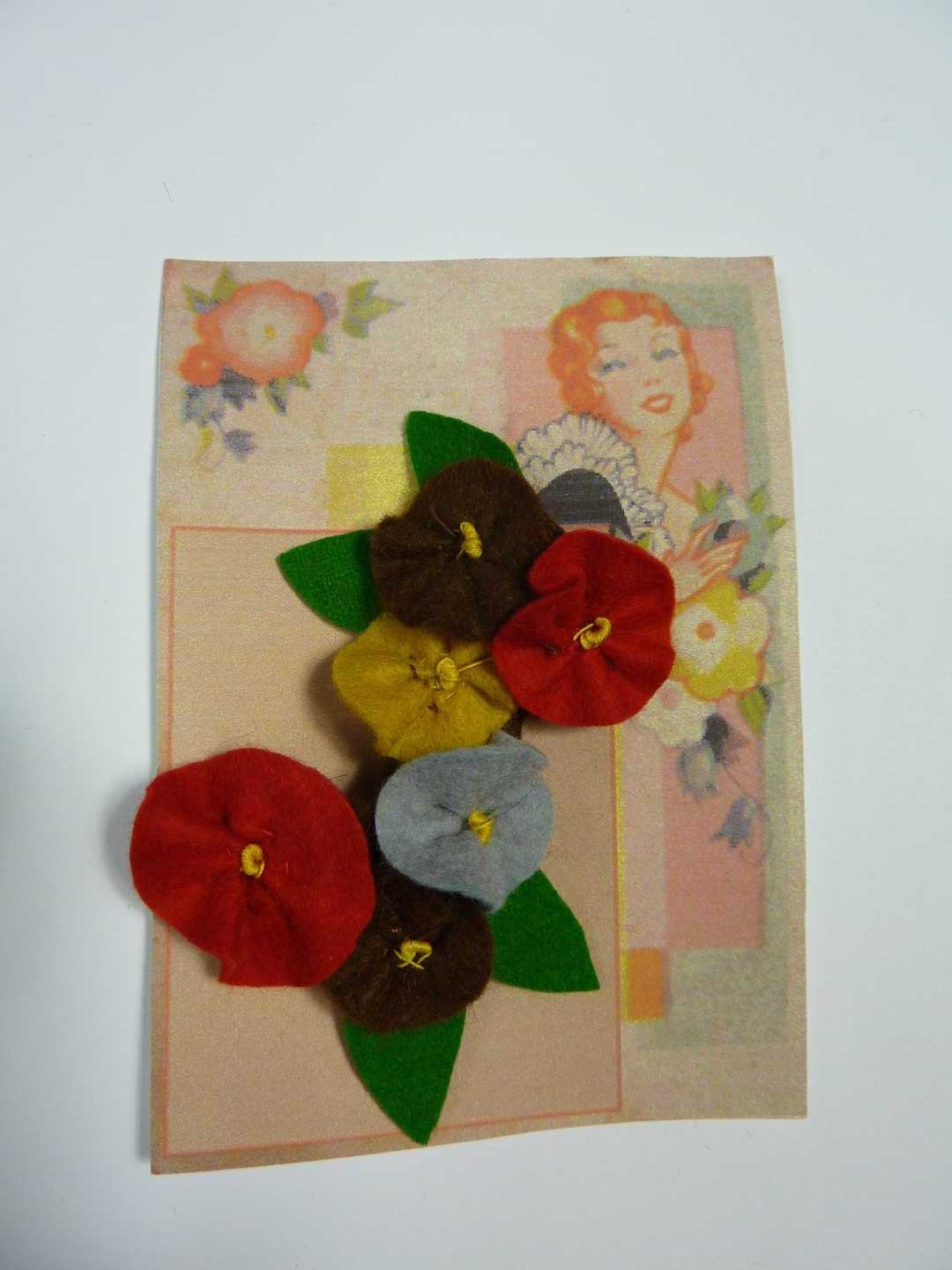 Vintage 1940s Felt Corsage  Brooch from Vintage Felt  made from Original 1940s Patterns