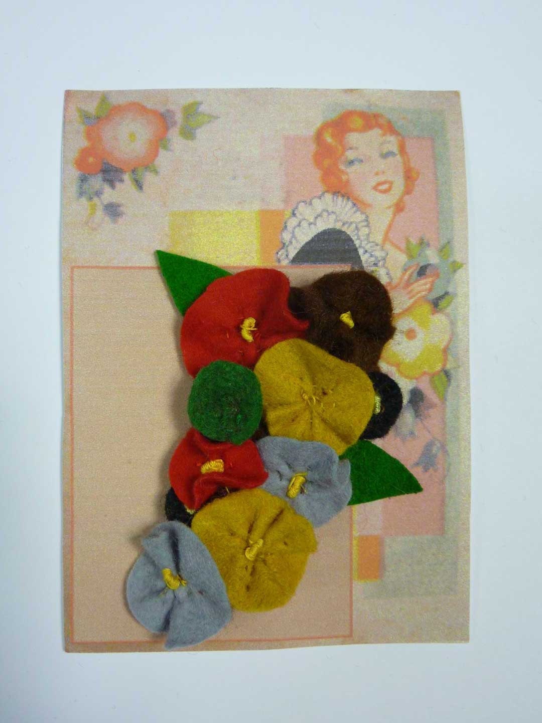 Vintage 1940s Felt Corsage  Brooch from Vintage Felt  made from Original 1940s Patterns