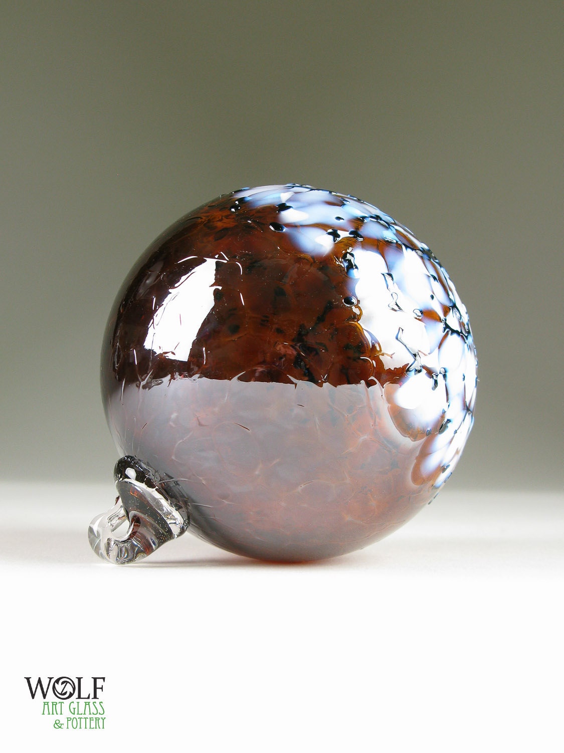 Glass Christmas Ornament Suncatcher Ball Rootbeer Amber Blossom Glass Christmas Ornament Suncatcher Ball Rootbeer Amber Blossom