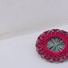 Brooch ''Spirography'' baby blue and strawberry red