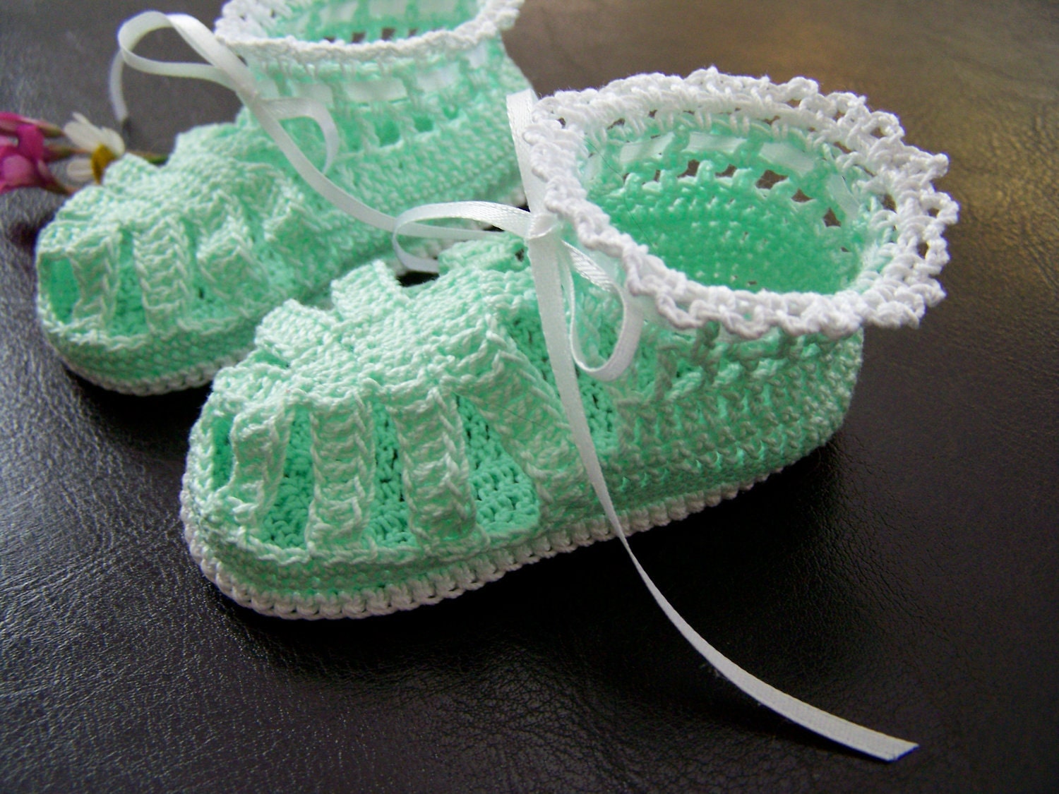 Pastel Green Baby Girl or Boy Heirloom Booties