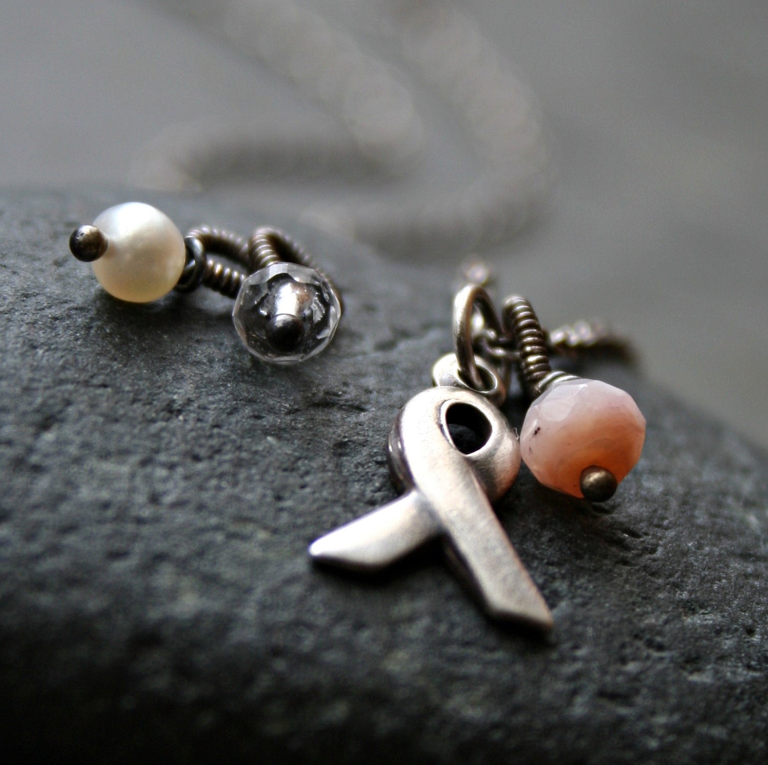Personalize your own Sterling Silver Ribbon Charm Necklace - REMEMBER