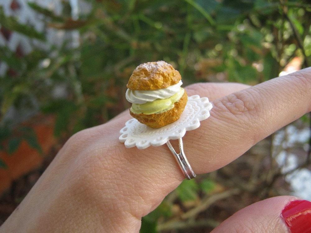 SALE French Vanilla Cream Puff with Powdered sugar by PinkFrog4U from etsy.com