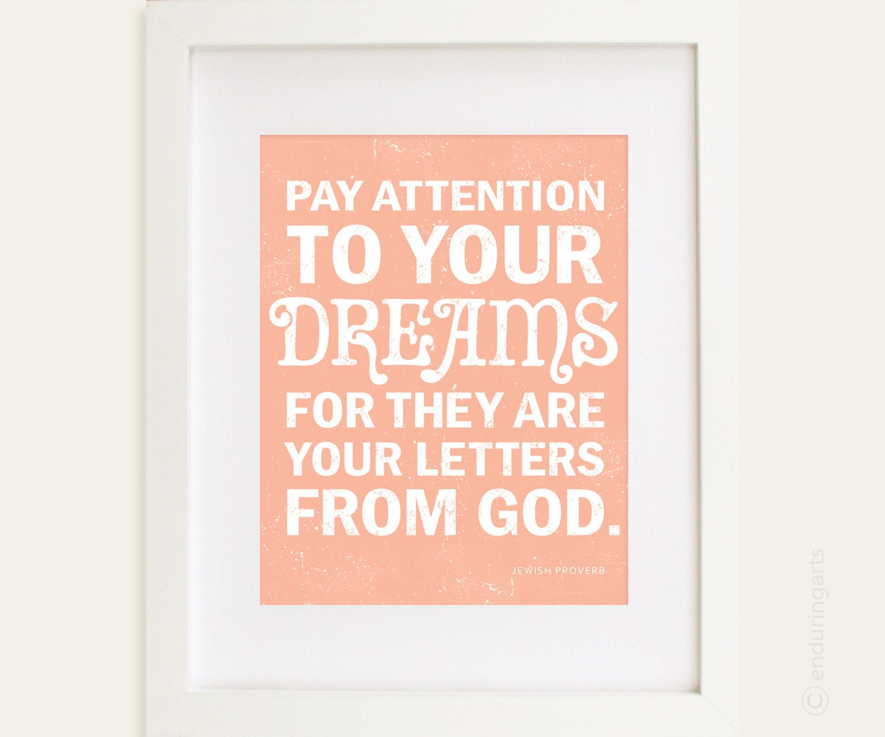 DREAMS Letters From God Inspiration in light coral