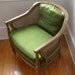 Vintage Mid-Century Silk Chartreuse Custom Reversible Accent Chairs