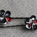 Kanzashi style flower bobby pin set - grey, black, white and red