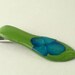 Recycled Spoon Handle Pendant: Green with Blue Hydrangea