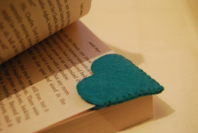 Teal Heart Felt Bookmark