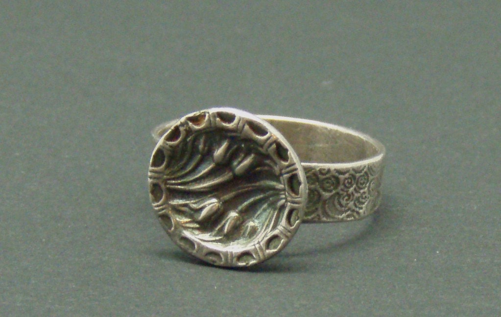 Sterling Silver Button Ring