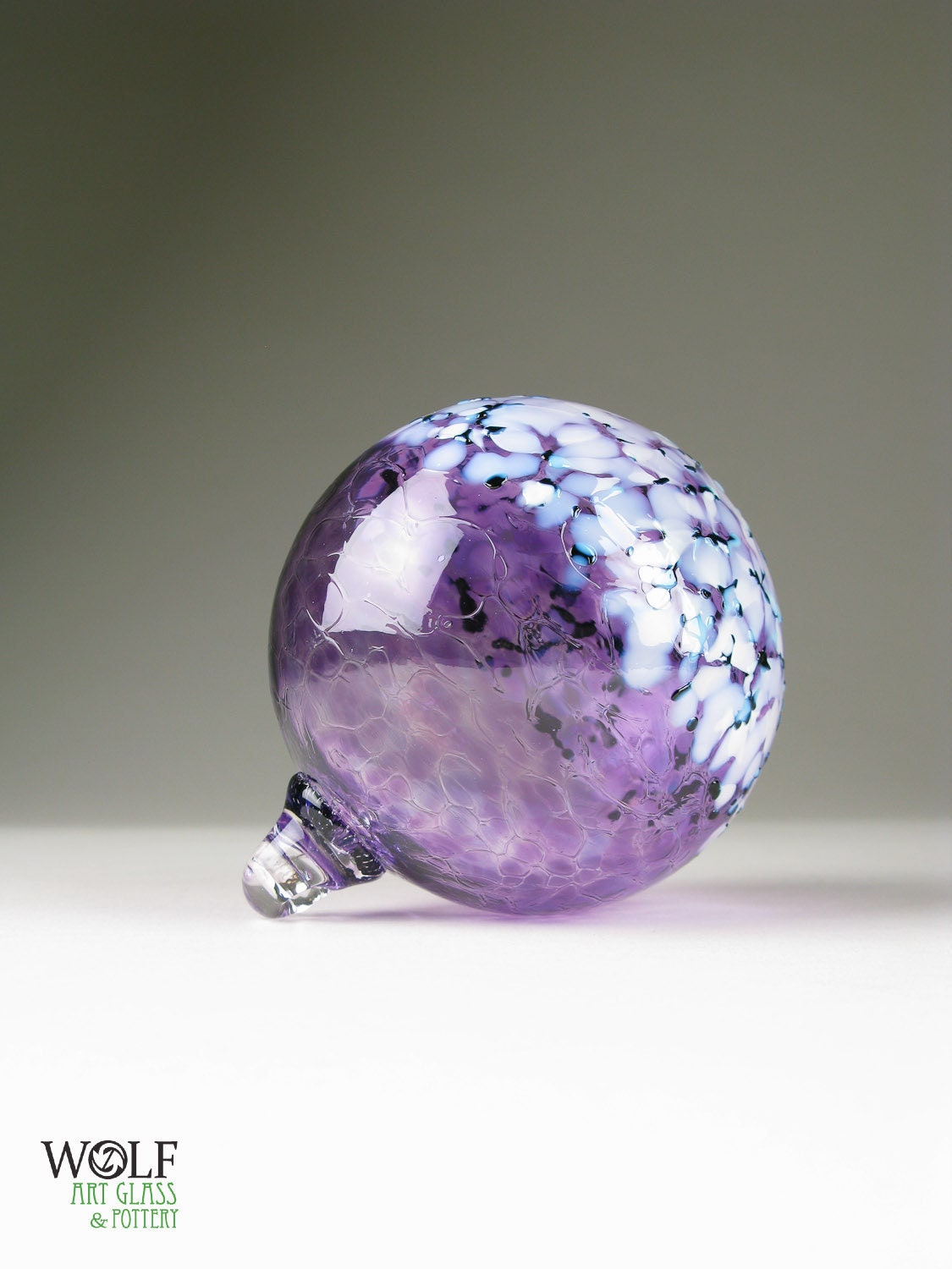 Blown Glass Ornament Suncatcher Ball Amethyst Purple Blossom Blown Glass Ornament Suncatcher Ball Amethyst Purple Blossom