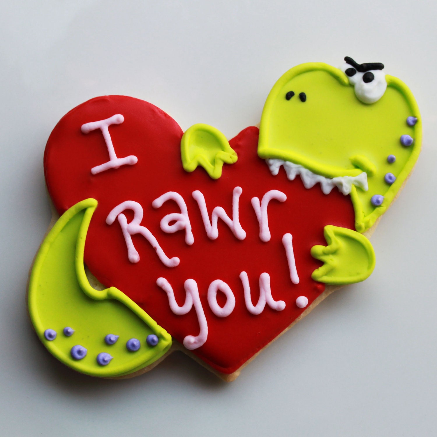 I Rawr You Dino Valentine Cookie Gift Box (Vanilla) Half Dozen - MADE TO ORDER