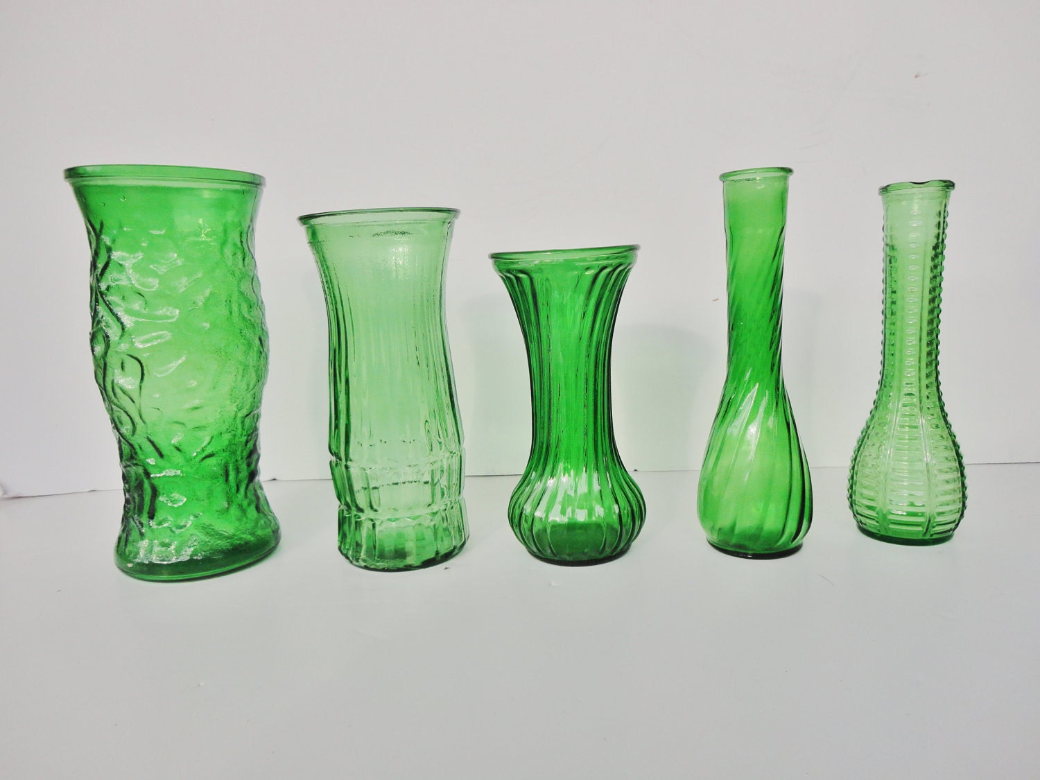 Green Glass Vases - Wedding Collection - Set No.04
