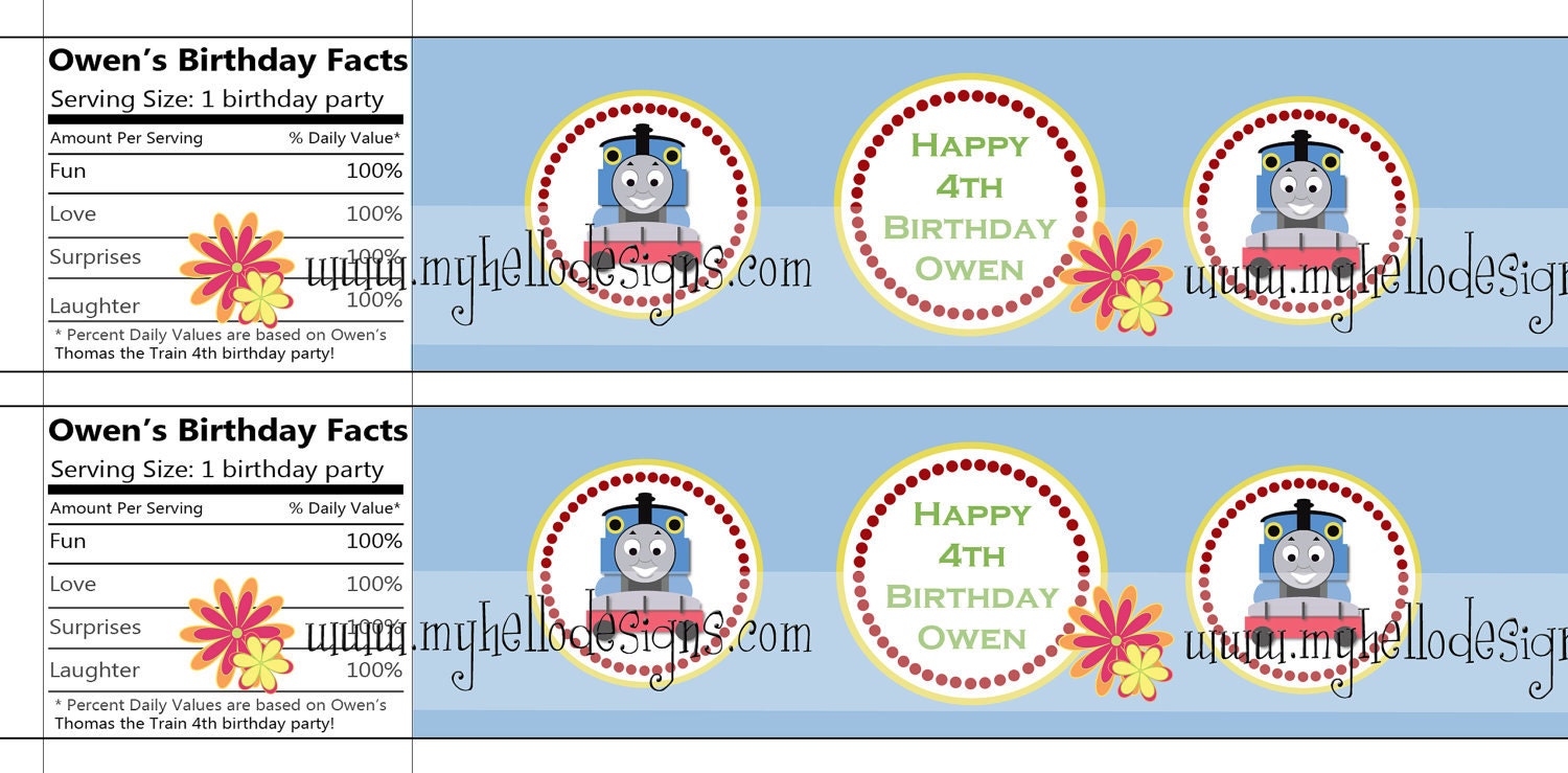 Water Bottle Labels:  Thomas the Train