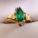 10K Emerald Ring Vintage 10K YG Marquise Emerald and Diamonds