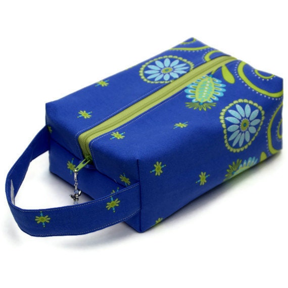 Project Bag Boxy Knitting Bag - Bandanna in Blue