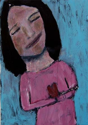 She Found Love No. 5 - original mixed media 5x7 painting