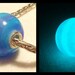 Glow in the Dark Glass "Aquamarine, Glowbalt & White" Lampwork Big Hole Bead, fits Pandora and all European Style Charm Chains