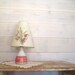 Handcrafted Table Lamp Pottery Base and Pressed Flower Shade White and Pink Cottage Decor Girls Room Decor