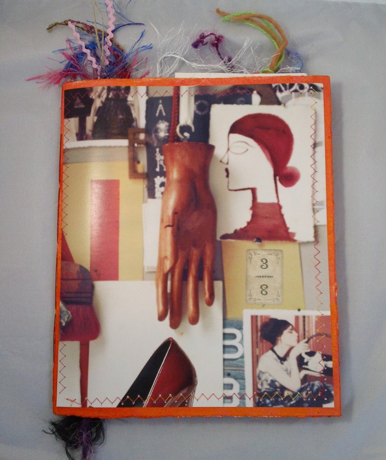 18 page scrap folk art handmade art journal / book butterflies, birds, ladies and much more