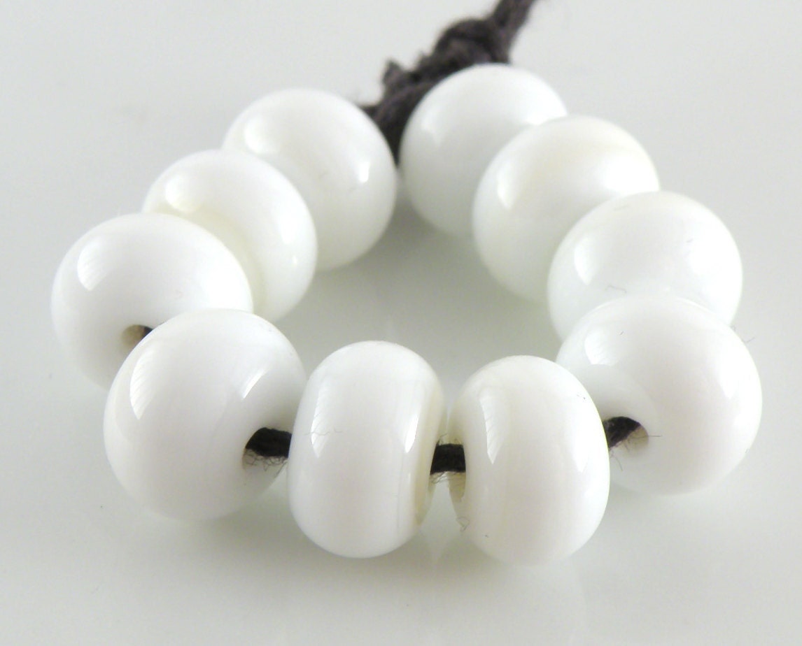 Streaky White Spacers - Handmade Lampwork Glass Beads 5mm - SRA (Set of 10 Spacer Beads)