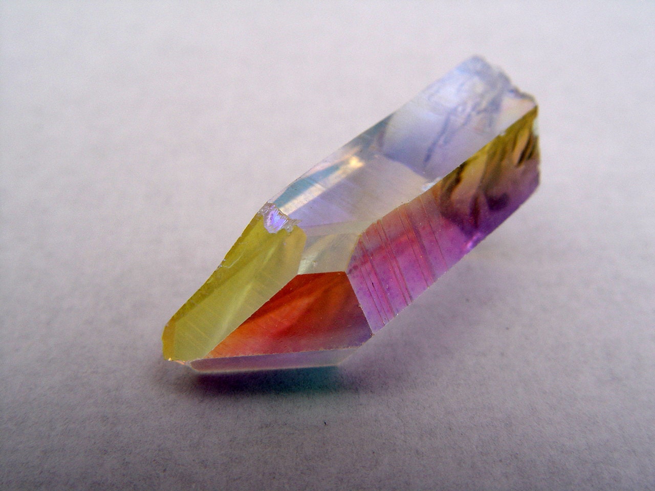 Sacred Angel Aura Quartz Crystal Point - Bonded with Silver and Platinum