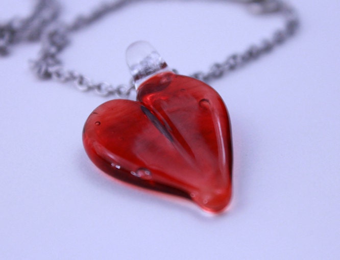 Valentine's Day Red Glass Heart Pendant