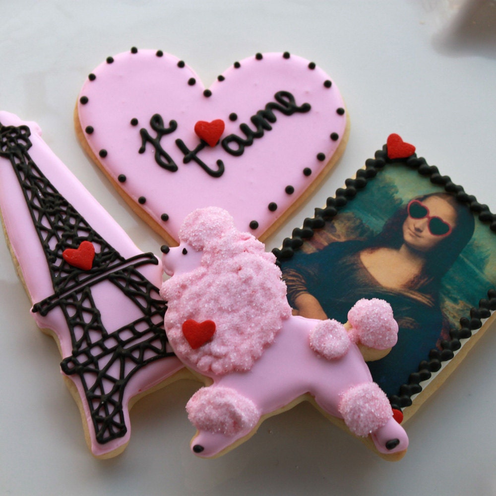 From Paris With Love Valentine Cookie Gift Box (Vanilla) 4 Cookies - MADE TO ORDER