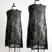 Vintage Golden Dress - Black Sheer Gold Thread Rose Print Mini Dress