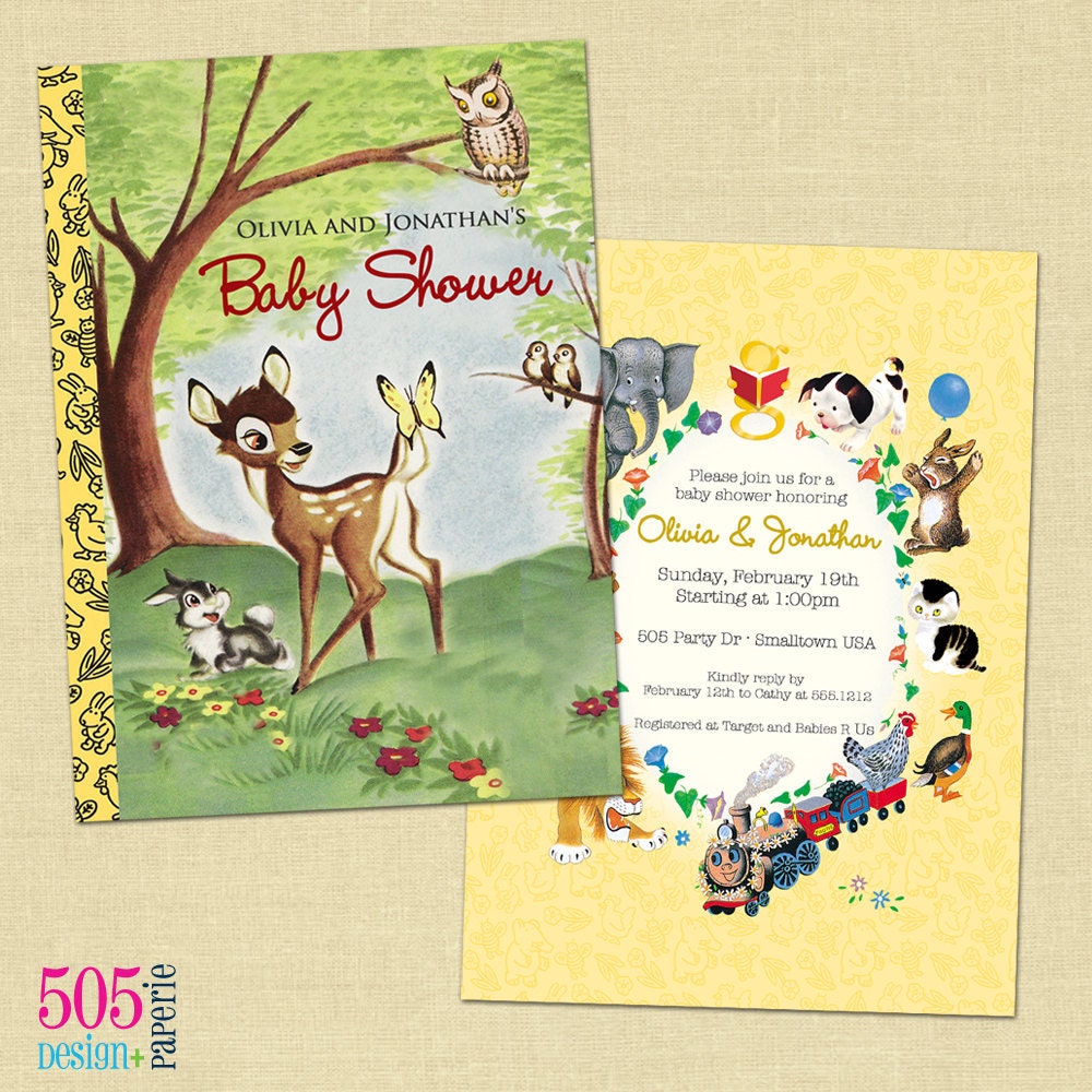 Printable Baby Shower Invitation - Golden Books Bambi Invitation