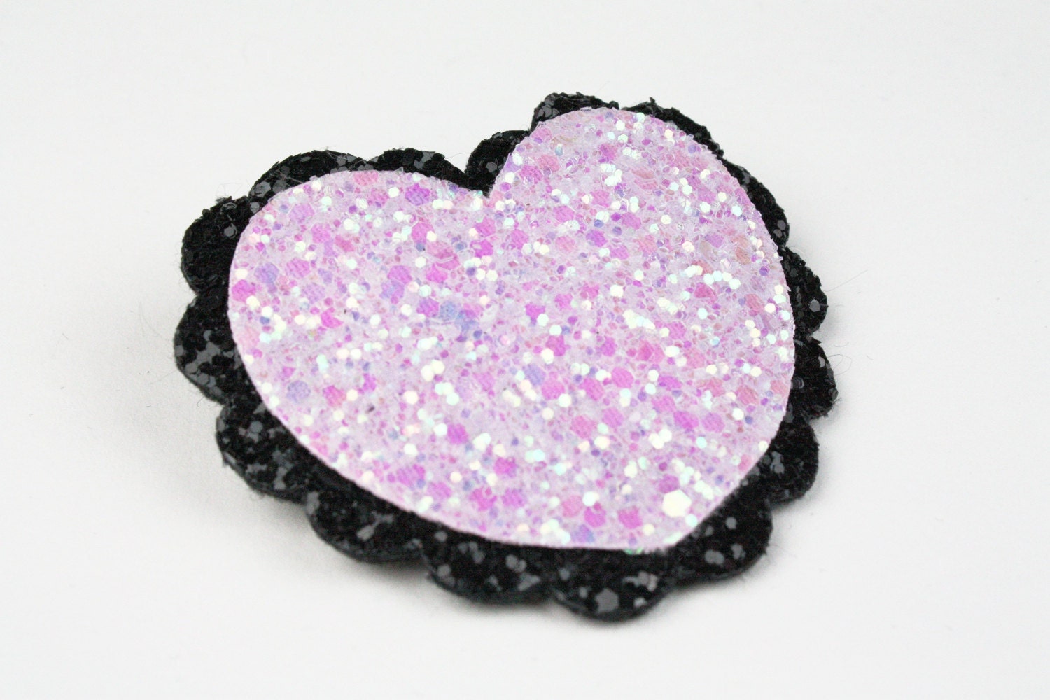 Heart Hair Clip, Pale Pink Glitter, Iridescent