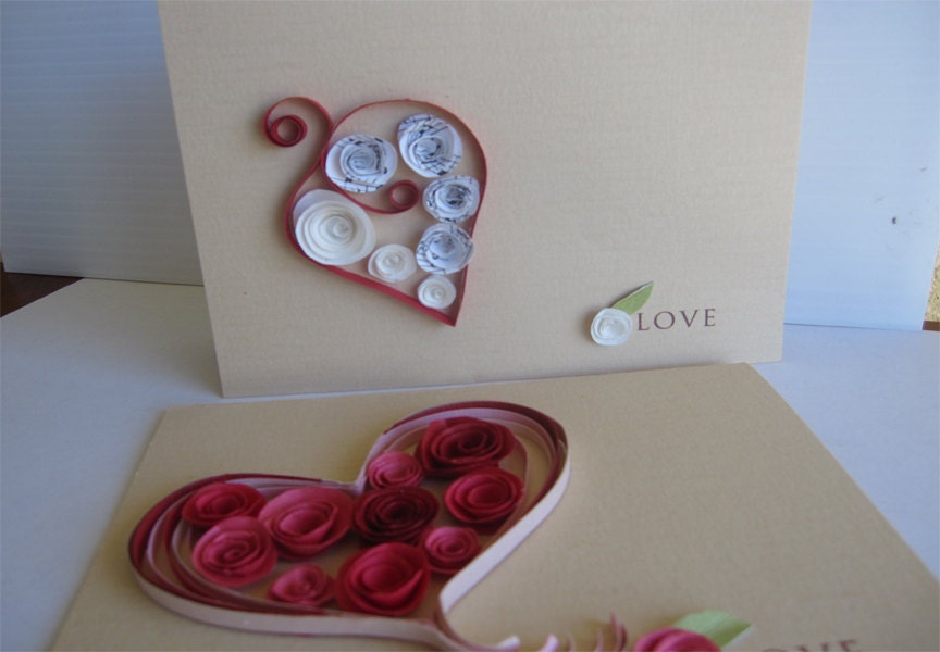 Valentine card,Heart  ful of handmade flower,