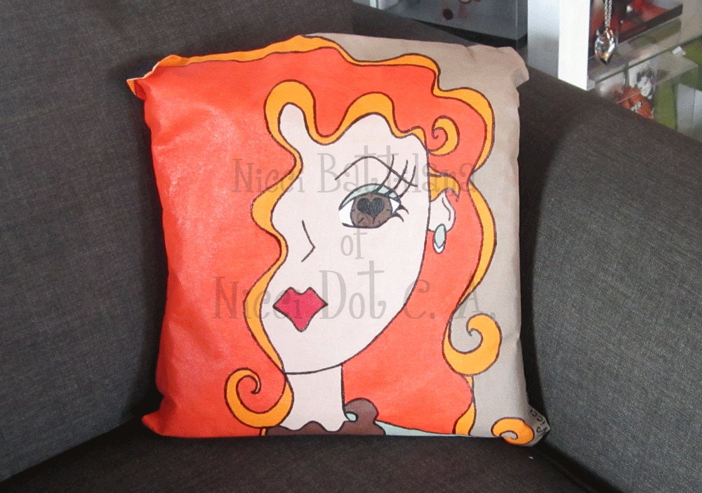 Andy The Cushion dreams of open meadows and cloudless skies - Hand Painted Pillow Cover