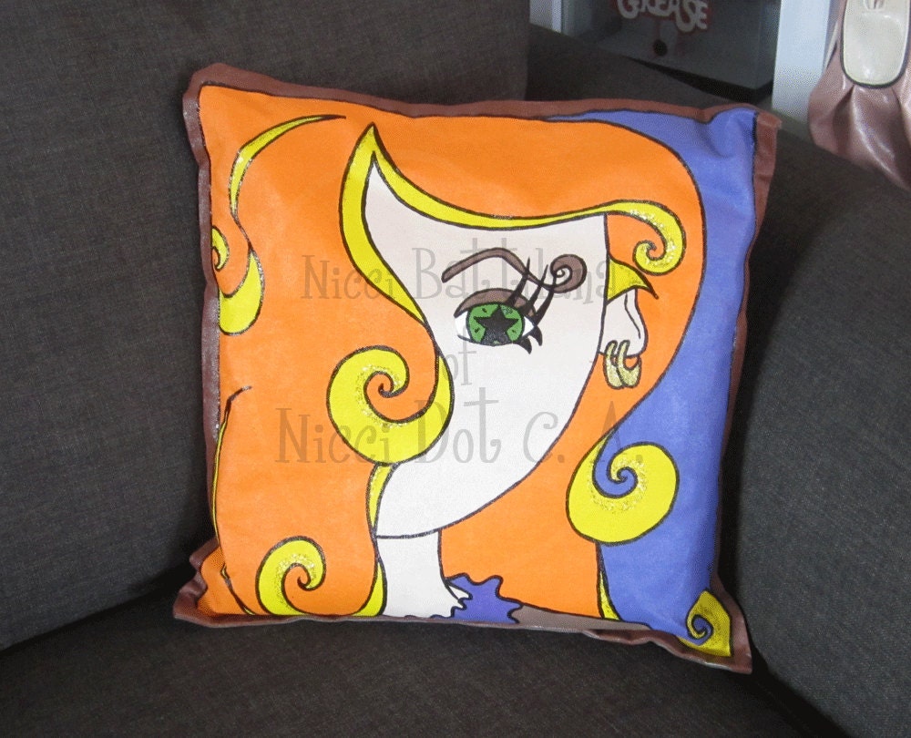 Cerinna dreams of horseback riding through forest trails - Hand Painted Pillow Cover
