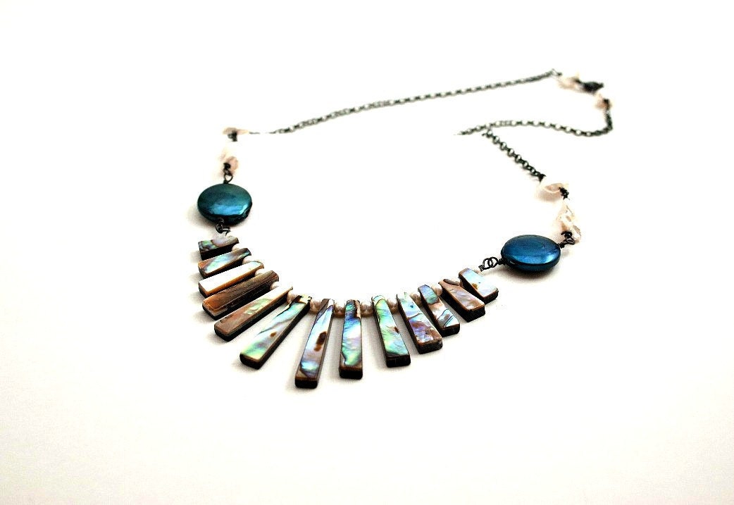 Wire Wrapped Shell and Pearl Necklace - Mermaid Sun Ooak