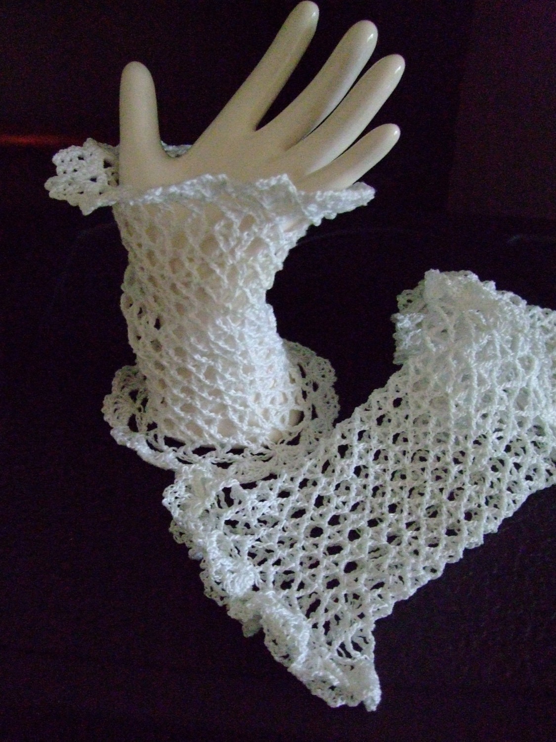 Lilycobweb Lace Crochet White Bridal Fingerless Gloves