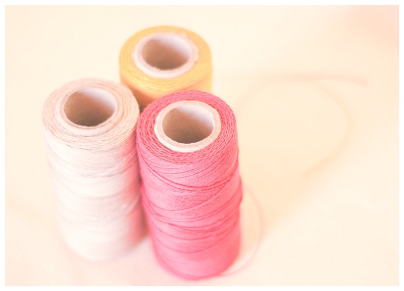 Sewing Thread Photo Print 5x7 - Pastel Soft Office Home Decor - rusteam