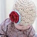 Knit Baby Hats, Unisex baby hats, 3 to 6 m Trendy Organic Cotton Flapper Oatmeal with Cherry, blue and pink flower adorable for photos
