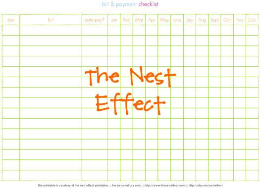 bill and payment checklist for the February Challenge