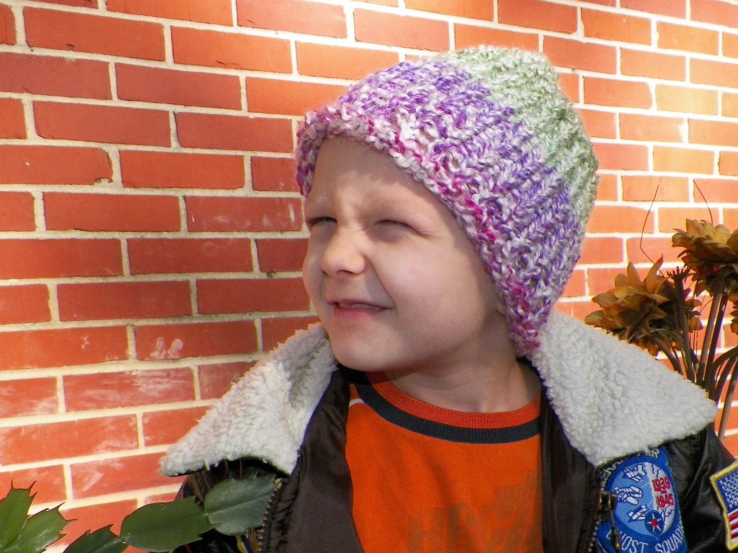 Girl's Handmade Knit Hat Ages 3 - 6