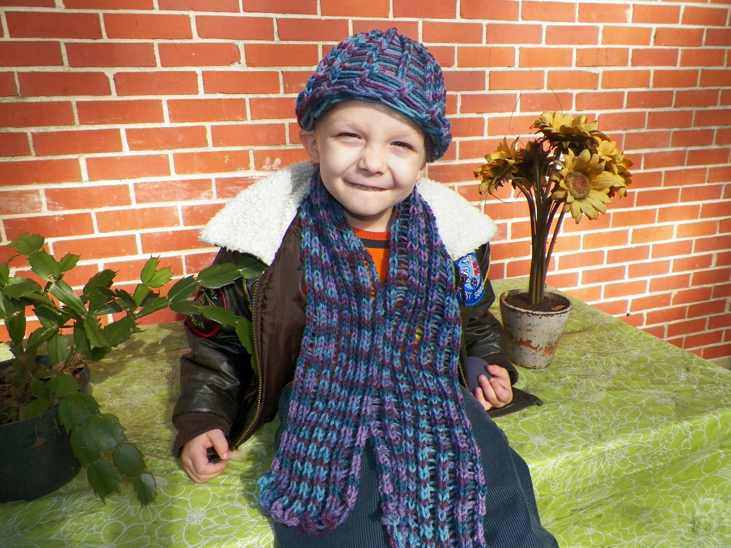 Children's Handmade Hat and Scarf Set Ages 3 - 6