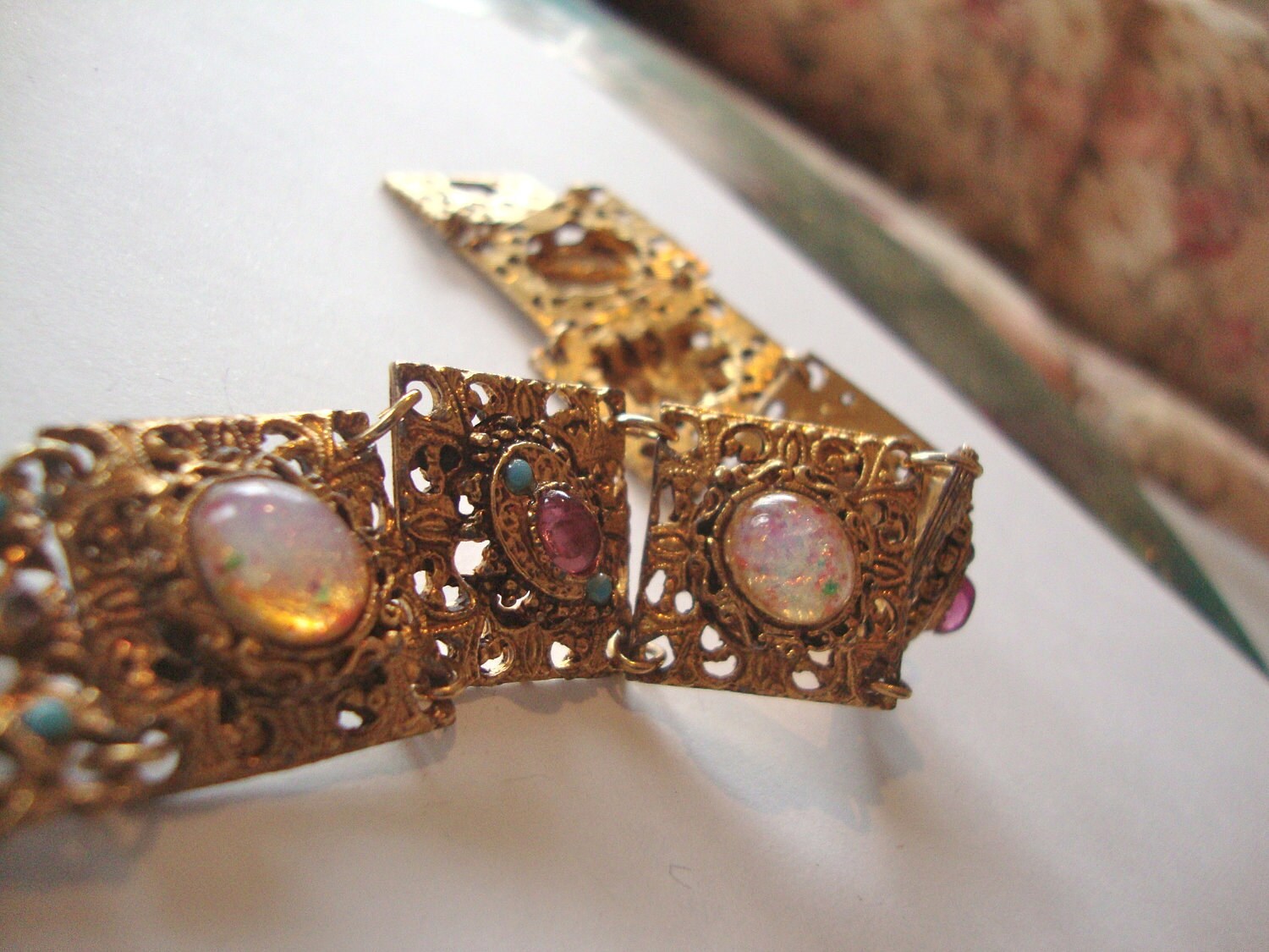 Confetti Opal Art Glass Link Bracelet