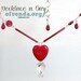 Red glass heart & chandelier crystal Valentines necklace