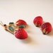 Vintage Austria Goldtone Red Glass Strawberries Brooch & Earrings clip on