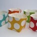 Mini Fabric Storage Container Organizer Bins - Set of 5 - Large White Dots